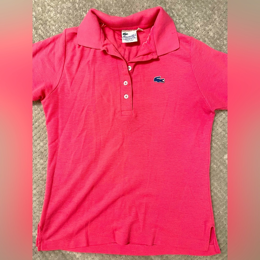 Lacoste Haymaker made in USA polo shirt, bright pink SZ 38 Medium